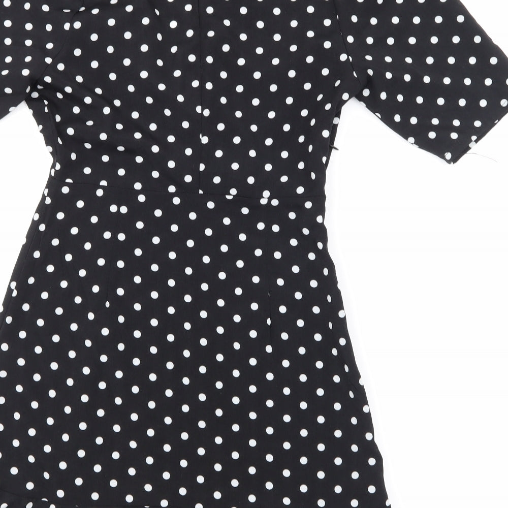 Pretty Little Thing Womens Black Polka Dot  A-Line  Size 2