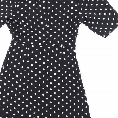 Pretty Little Thing Womens Black Polka Dot  A-Line  Size 2
