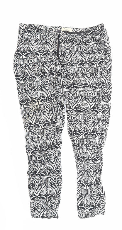 Lustre Womens Black Geometric  Trousers  Size 14 L24 in