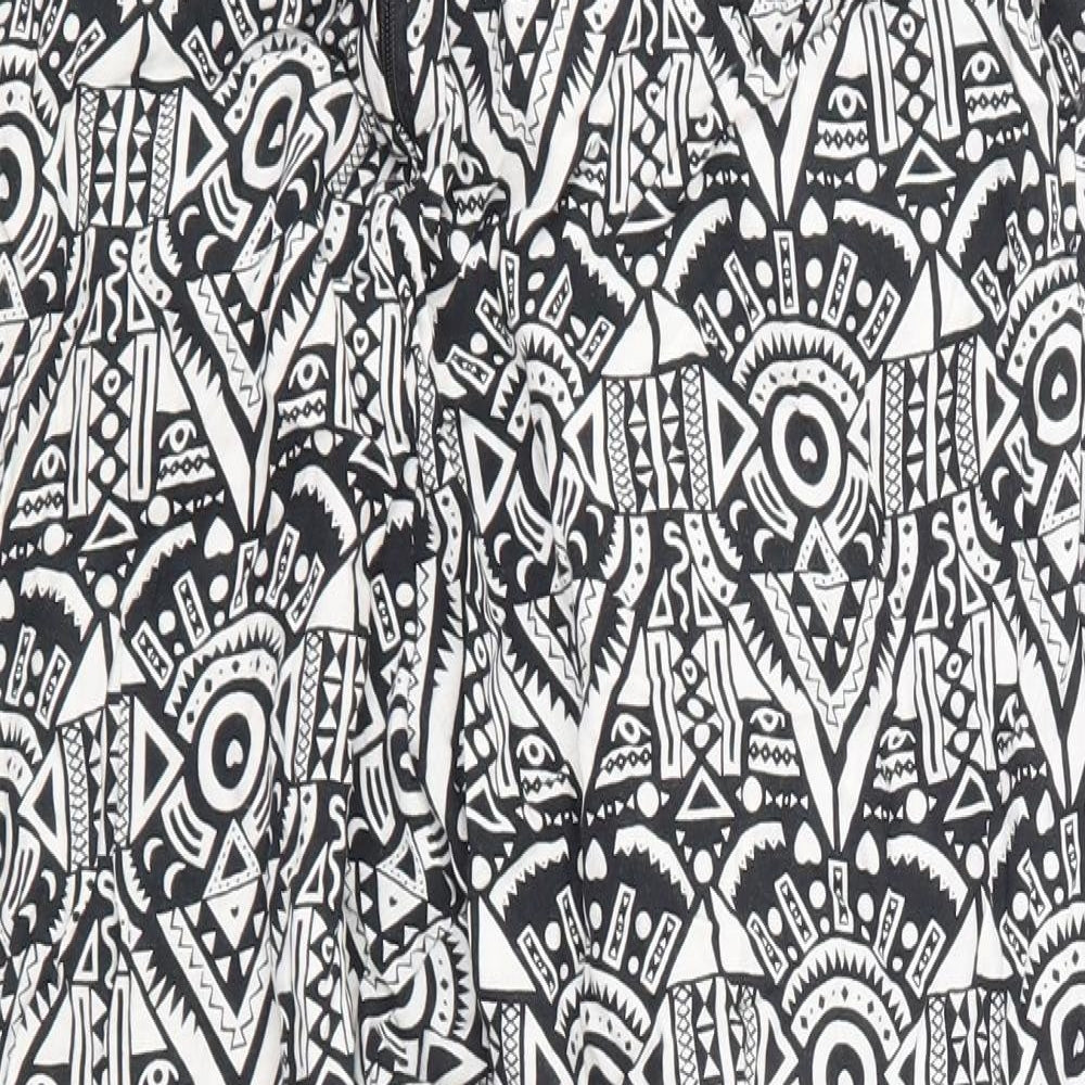 Lustre Womens Black Geometric  Trousers  Size 14 L24 in