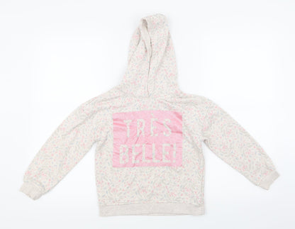 Primark Girls Grey Floral  Pullover Hoodie Size 7-8 Years
