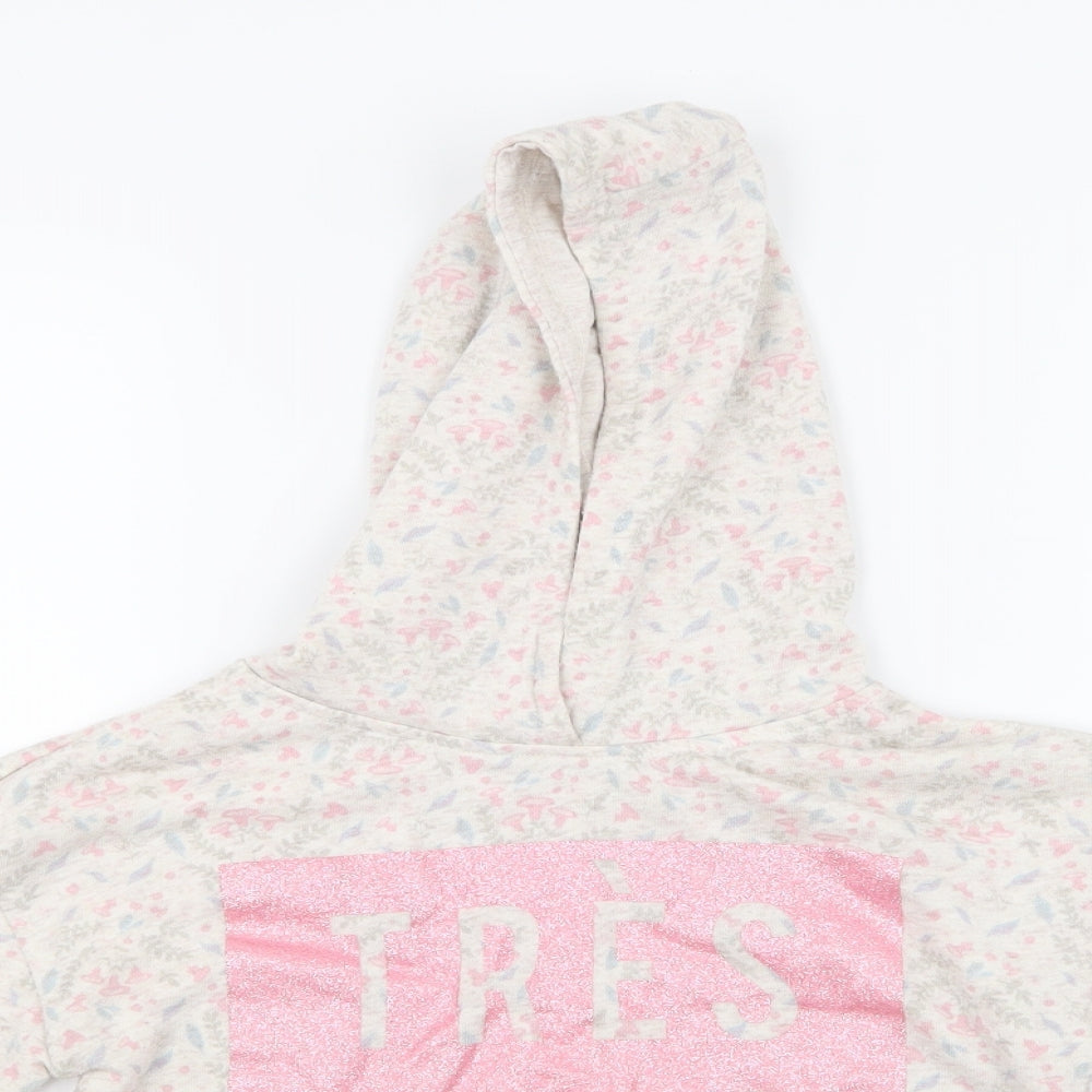 Primark Girls Grey Floral  Pullover Hoodie Size 7-8 Years
