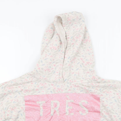 Primark Girls Grey Floral  Pullover Hoodie Size 7-8 Years
