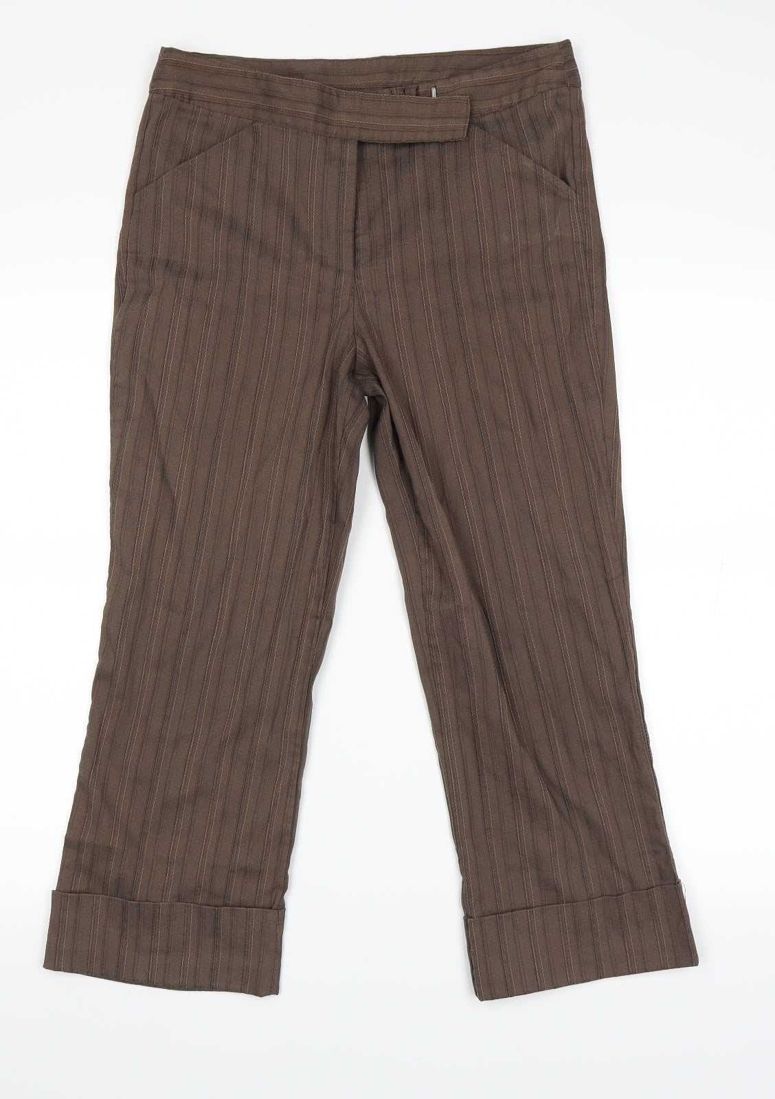 AMARANTO Womens Brown Striped  Trousers  Size 12 L20 in