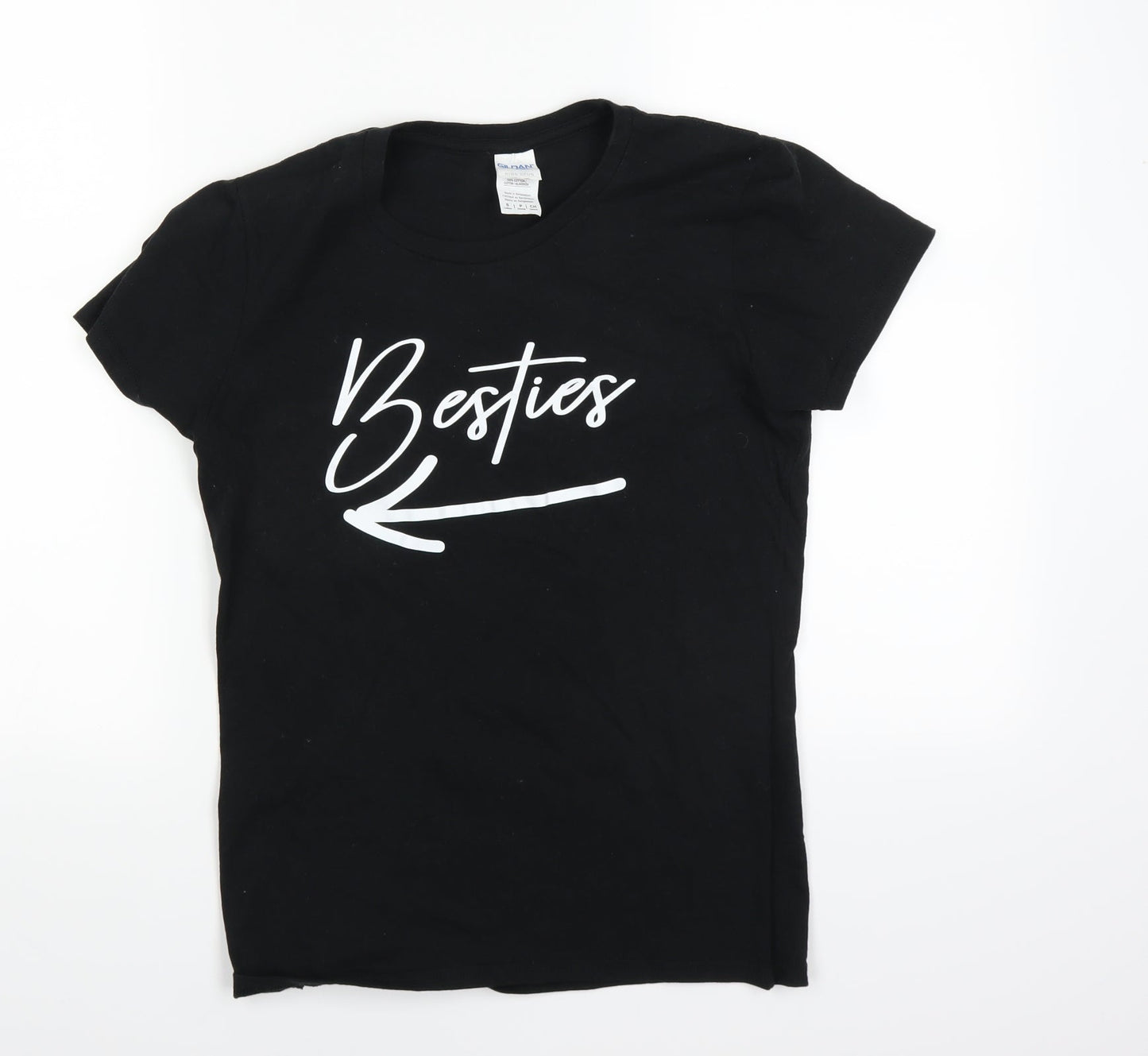 Womens UK Size 6 Gildan Black Basic T-Shirt