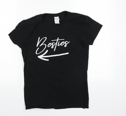 Womens UK Size 6 Gildan Black Basic T-Shirt