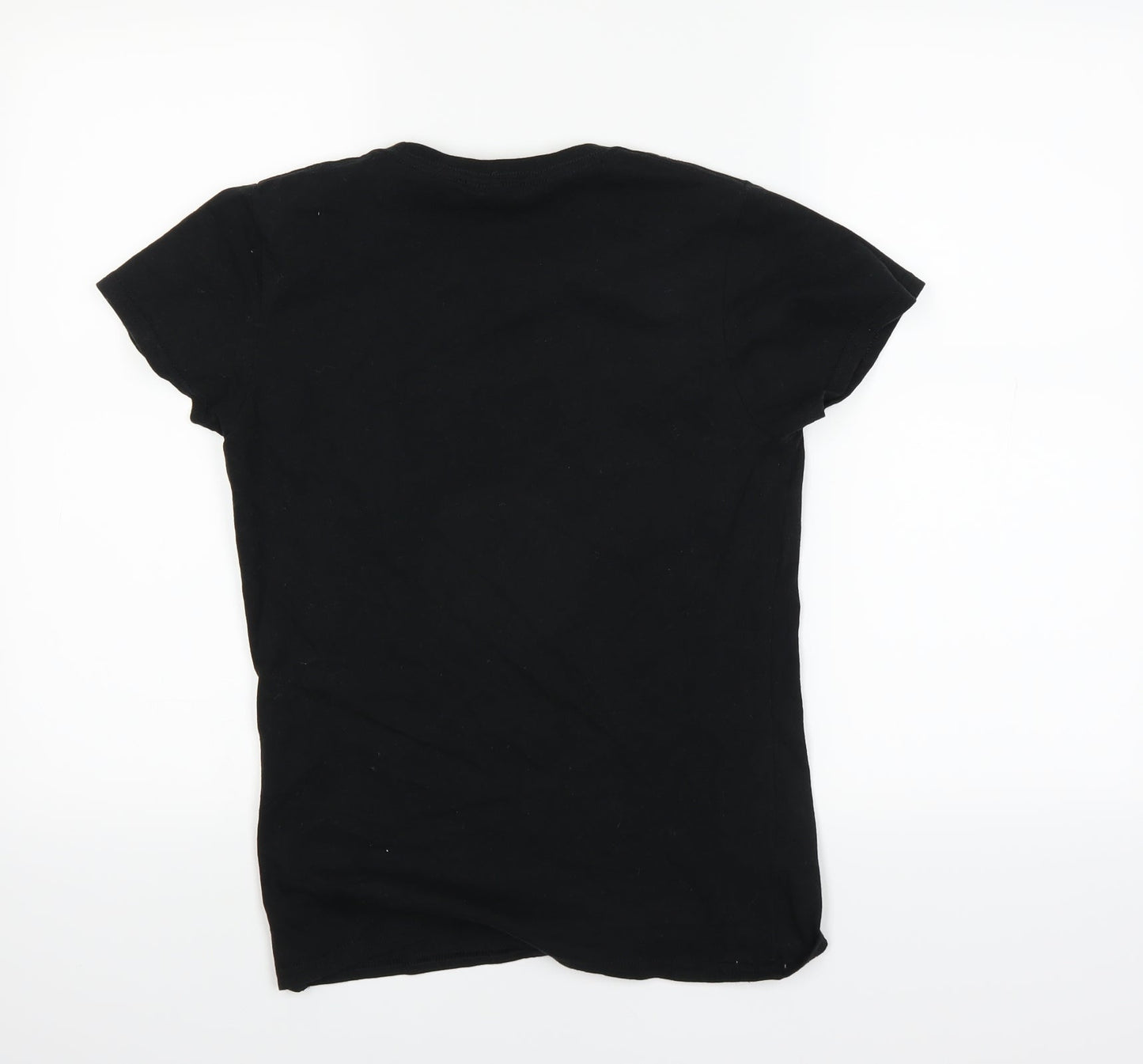 Womens UK Size 6 Gildan Black Basic T-Shirt