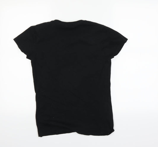 Womens UK Size 6 Gildan Black Basic T-Shirt