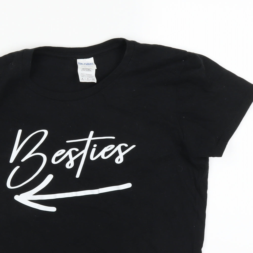 Womens UK Size 6 Gildan Black Basic T-Shirt
