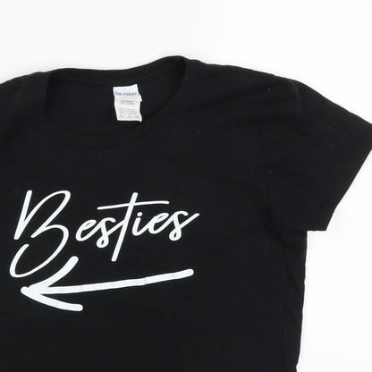 Womens UK Size 6 Gildan Black Basic T-Shirt