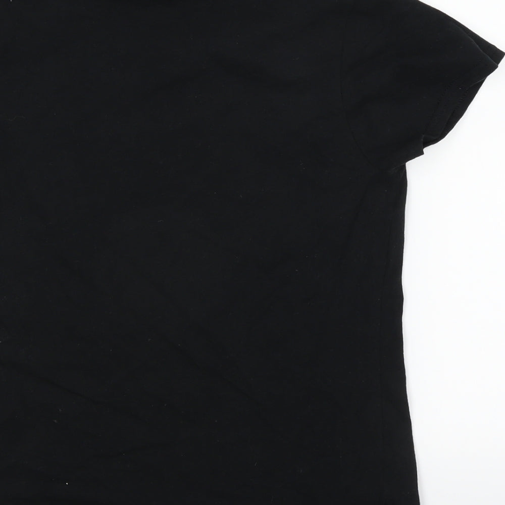 Womens UK Size 6 Gildan Black Basic T-Shirt
