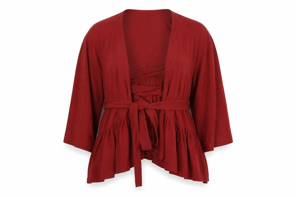Front view of Primark women’s orange cardigan jumper, size UK 8