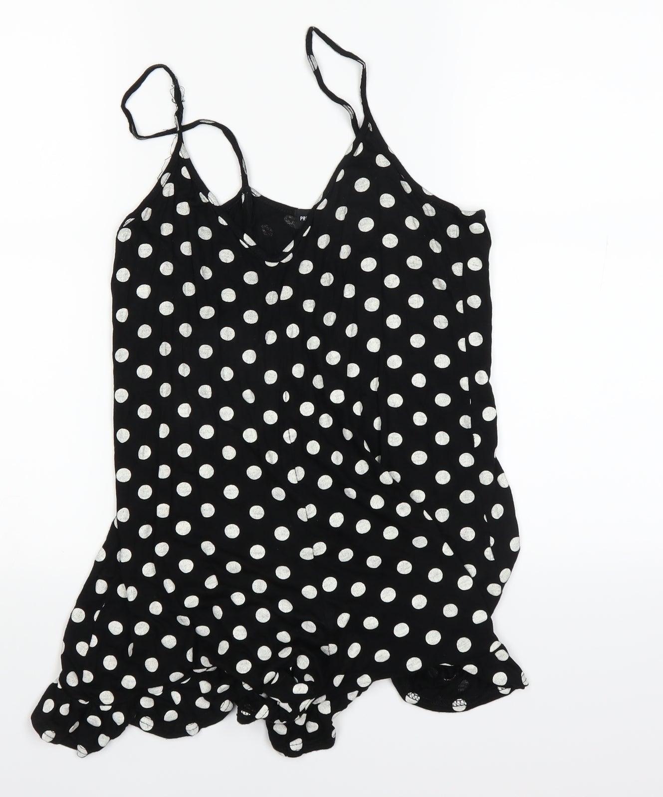 PRETTYLITTLETHING Womens Black Polka Dot  Basic Tank Size 8