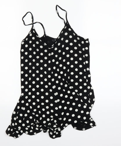 PRETTYLITTLETHING Womens Black Polka Dot  Basic Tank Size 8
