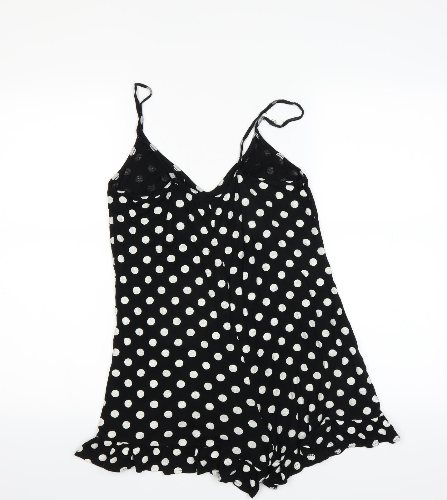 PRETTYLITTLETHING Womens Black Polka Dot  Basic Tank Size 8