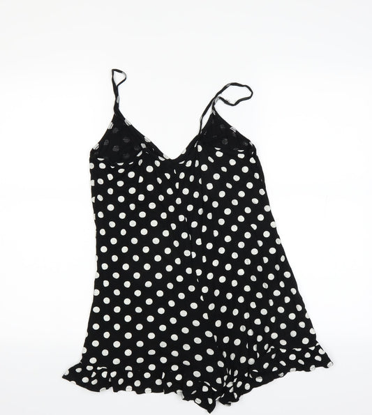 PRETTYLITTLETHING Womens Black Polka Dot  Basic Tank Size 8