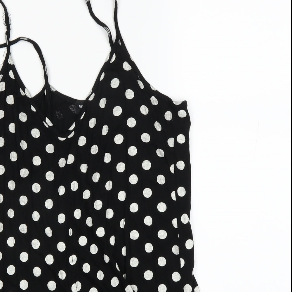 PRETTYLITTLETHING Womens Black Polka Dot  Basic Tank Size 8
