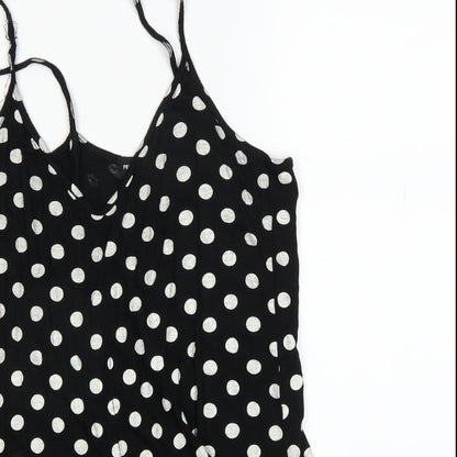 PRETTYLITTLETHING Womens Black Polka Dot  Basic Tank Size 8