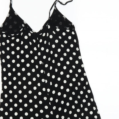 PRETTYLITTLETHING Womens Black Polka Dot  Basic Tank Size 8