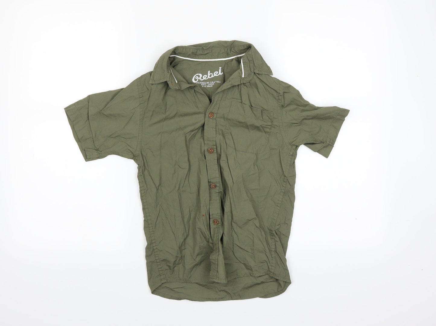 Rebel Boys Green   Basic Button-Up Size 9-10 Years