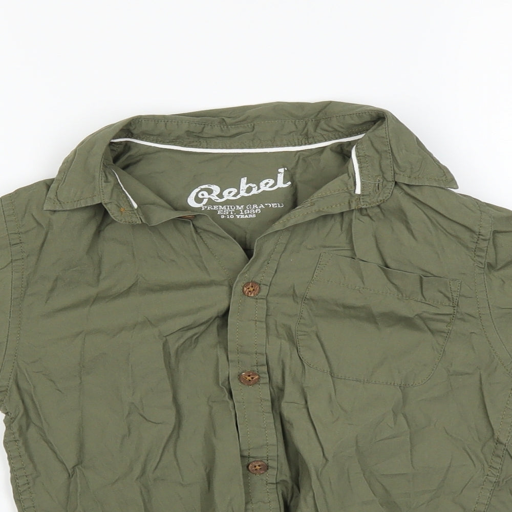 Rebel Boys Green   Basic Button-Up Size 9-10 Years