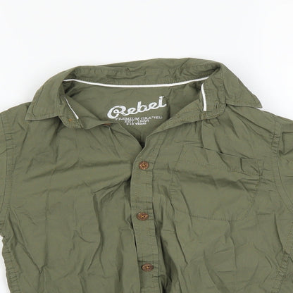 Rebel Boys Green   Basic Button-Up Size 9-10 Years