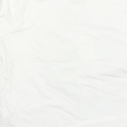 Brand and care label for George boys’ white basic t-shirt, size 9, years