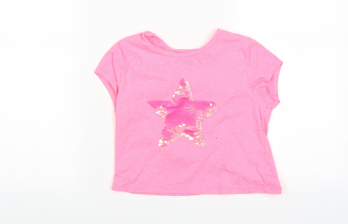 Front view of George girls’ pink basic t-shirt, size 9-10, years