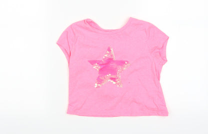 Front view of George girls’ pink basic t-shirt, size 9-10, years