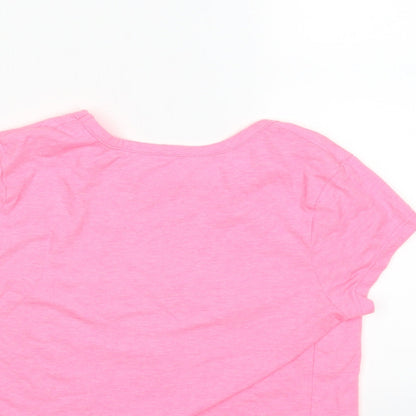 Brand and care label for George girls’ pink basic t-shirt, size 9-10, years