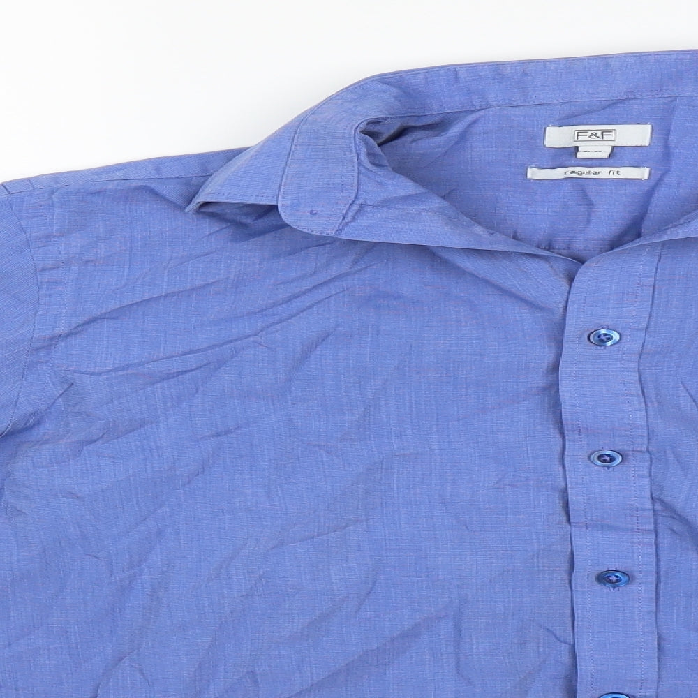 F&F Mens Blue    Button-Up Size 15.5