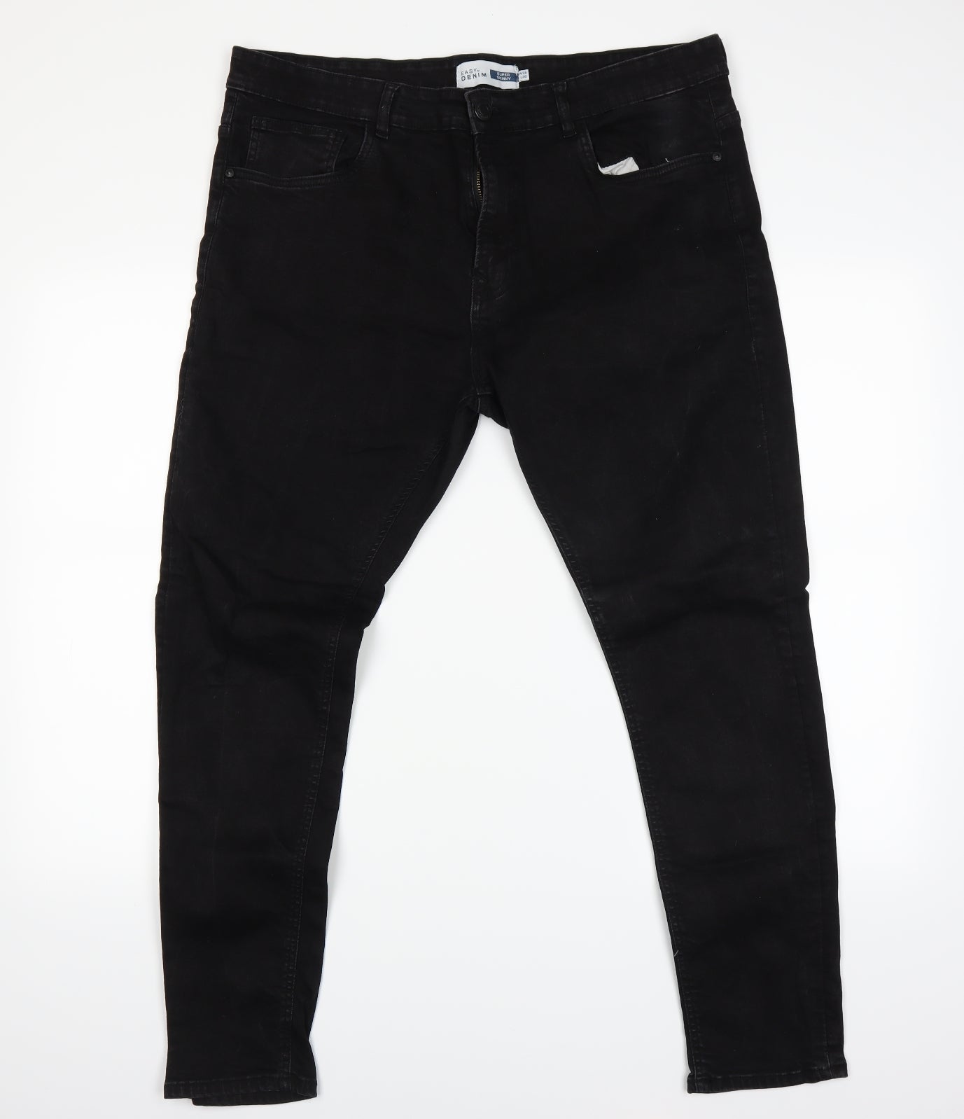 Womens UK Size 38 Easy Denim Regular Fit Straight Black Jeans