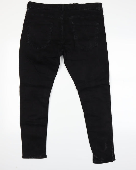 Womens UK Size 38 Easy Denim Regular Fit Straight Black Jeans