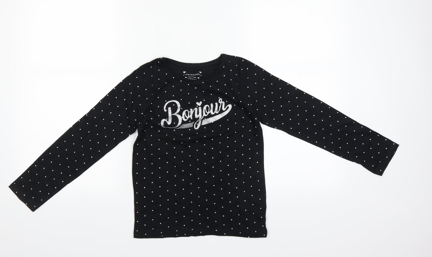 Primark Girls Black Spotted  Top Pyjama Top Size 8-9 Years  - Bonjour