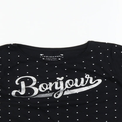 Primark Girls Black Spotted  Top Pyjama Top Size 8-9 Years  - Bonjour
