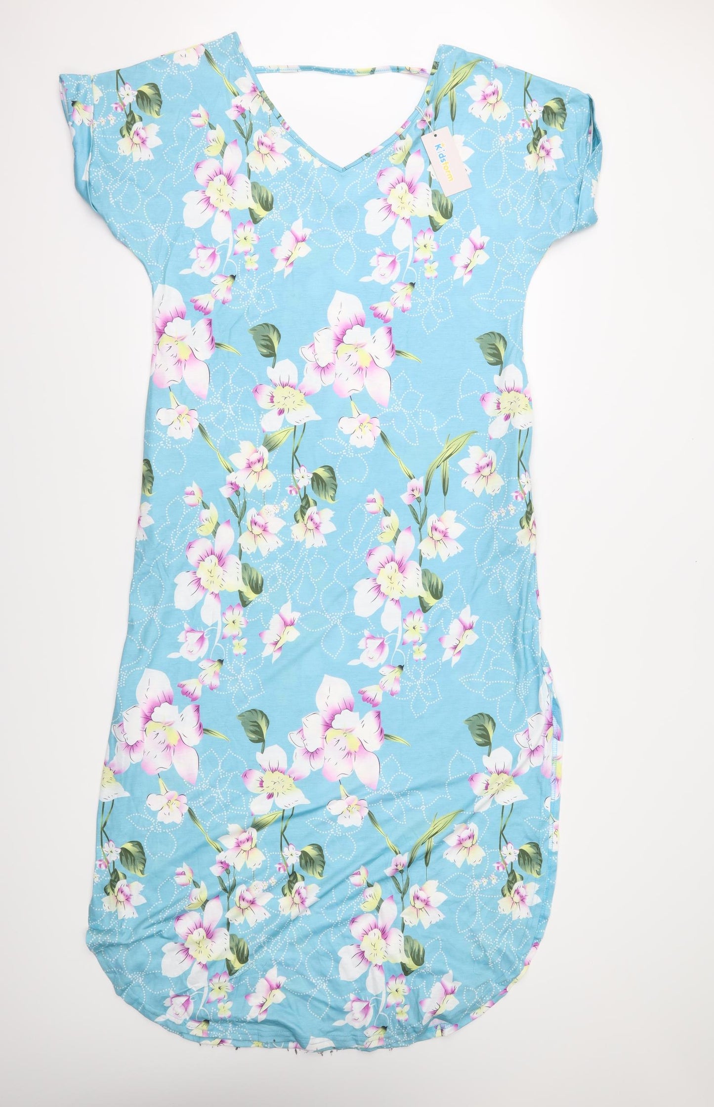 kidsform Womens Blue Floral  A-Line  Size L