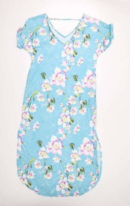 kidsform Womens Blue Floral  A-Line  Size L