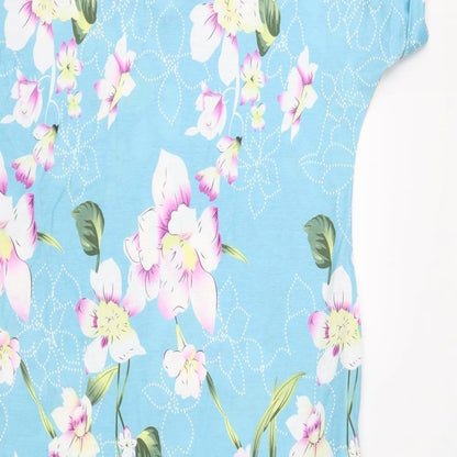 kidsform Womens Blue Floral  A-Line  Size L