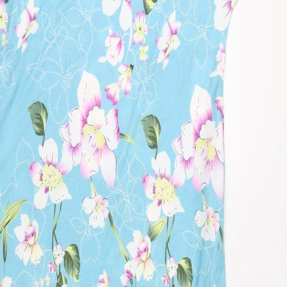 kidsform Womens Blue Floral  A-Line  Size L