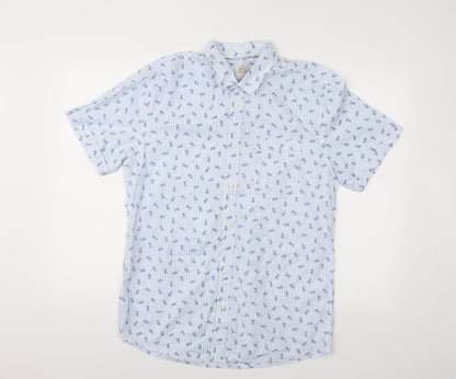 ACW85 Mens Blue Striped   Button-Up Size M