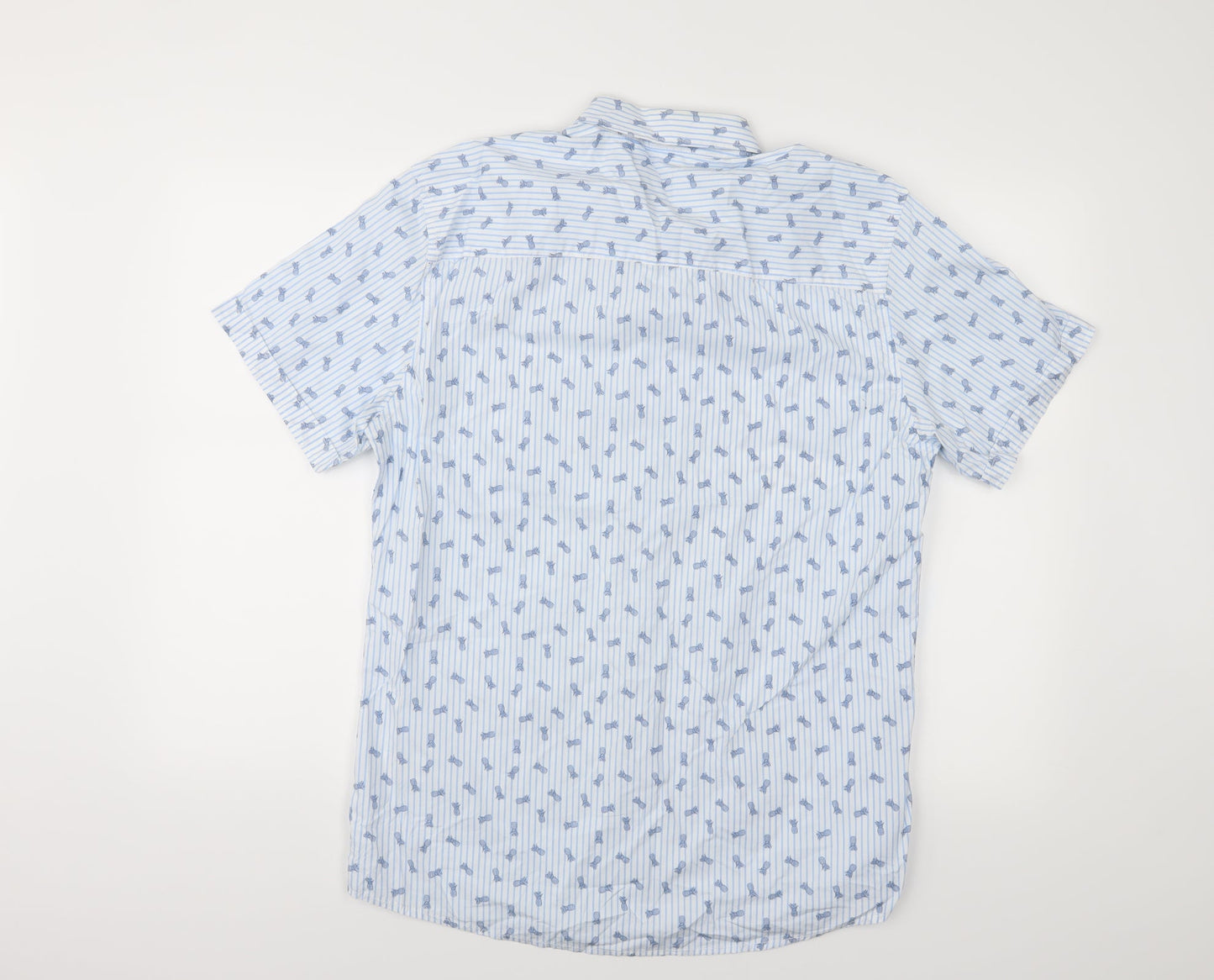 ACW85 Mens Blue Striped   Button-Up Size M