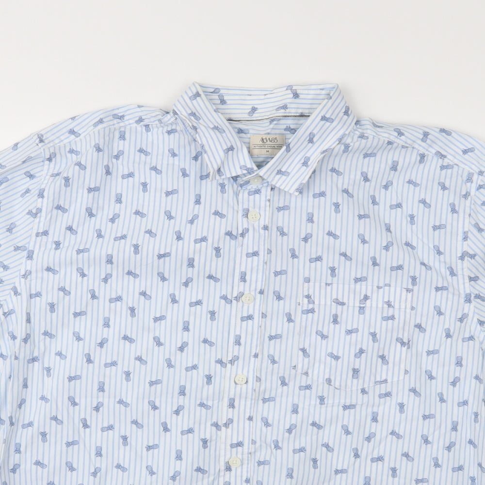 ACW85 Mens Blue Striped   Button-Up Size M
