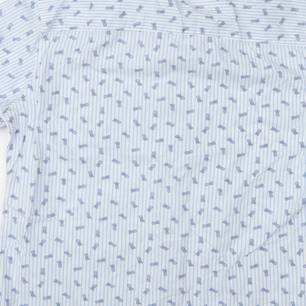 ACW85 Mens Blue Striped   Button-Up Size M