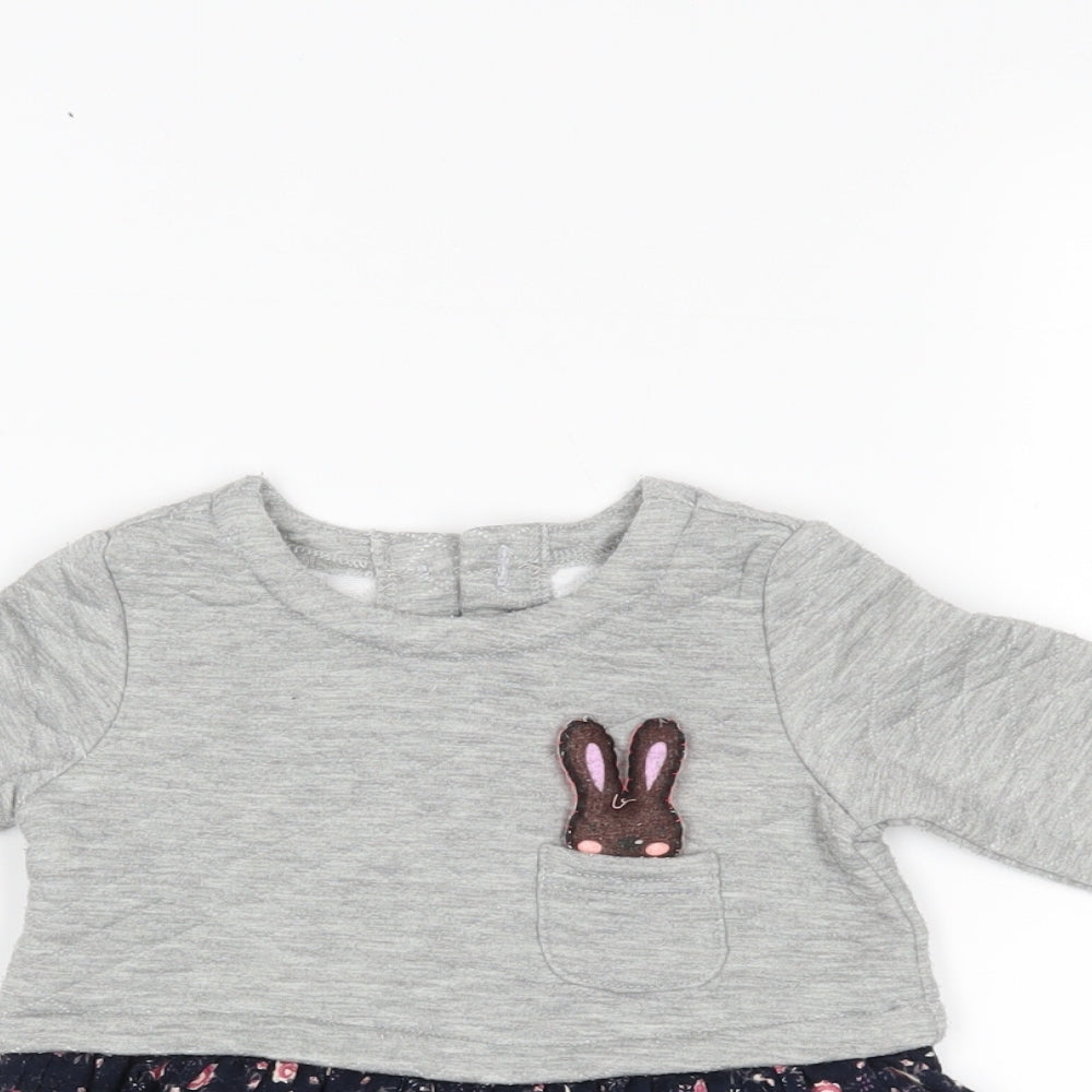 Close-up detail of Matalan girls’ grey jumper, size 0-3, months