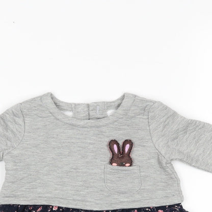 Close-up detail of Matalan girls’ grey jumper, size 0-3, months