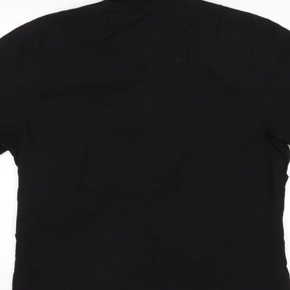 Mens UK Size L Cedar Wood State Black  Button-Up Short Sleeve Casual Shirt