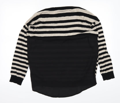 The Collection Womens White Striped  Basic T-Shirt Size 10