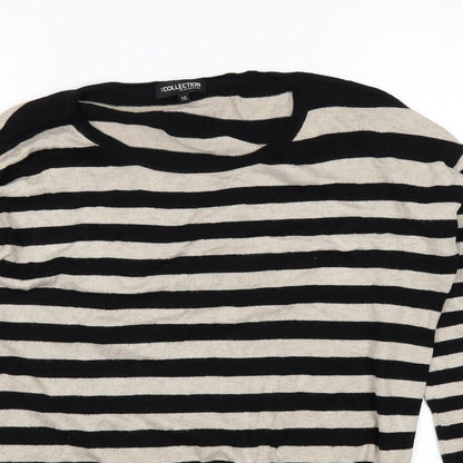 The Collection Womens White Striped  Basic T-Shirt Size 10