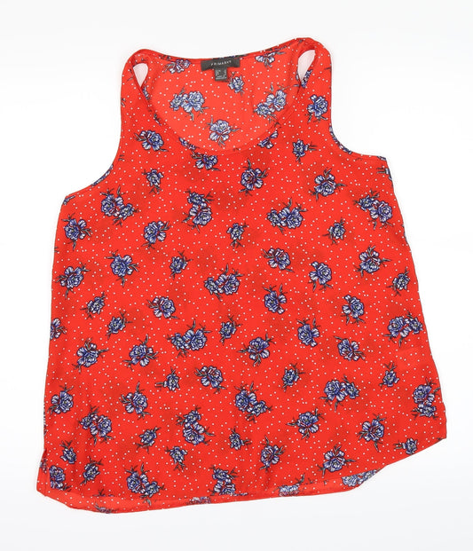 Primark Womens Red Floral  Basic T-Shirt Size 12