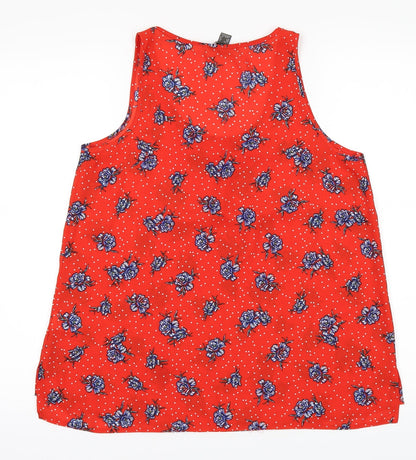 Primark Womens Red Floral  Basic T-Shirt Size 12